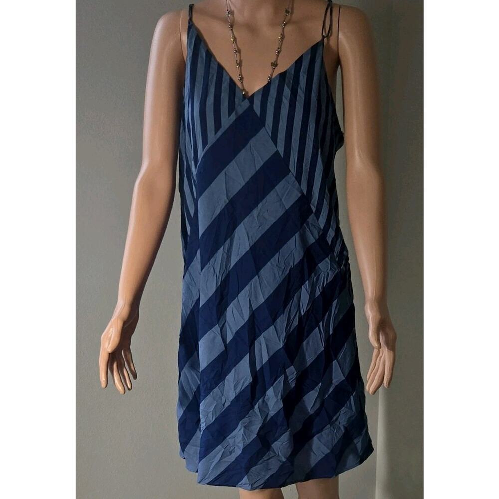 Abercrombie & Fitch Women's Blue Striped Slip Dress Tie Back Sleeveless Size S